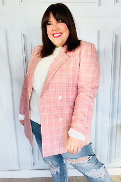 Pink Plaid Blazer