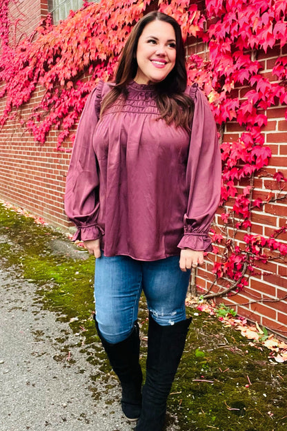 Wine Satin Top