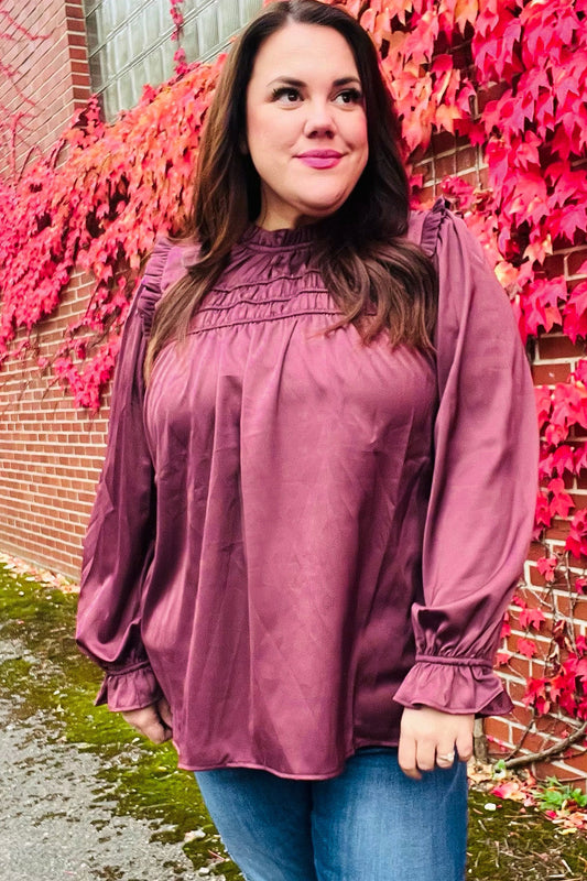 Wine Satin Top