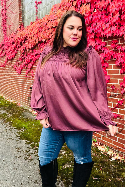 Wine Satin Top
