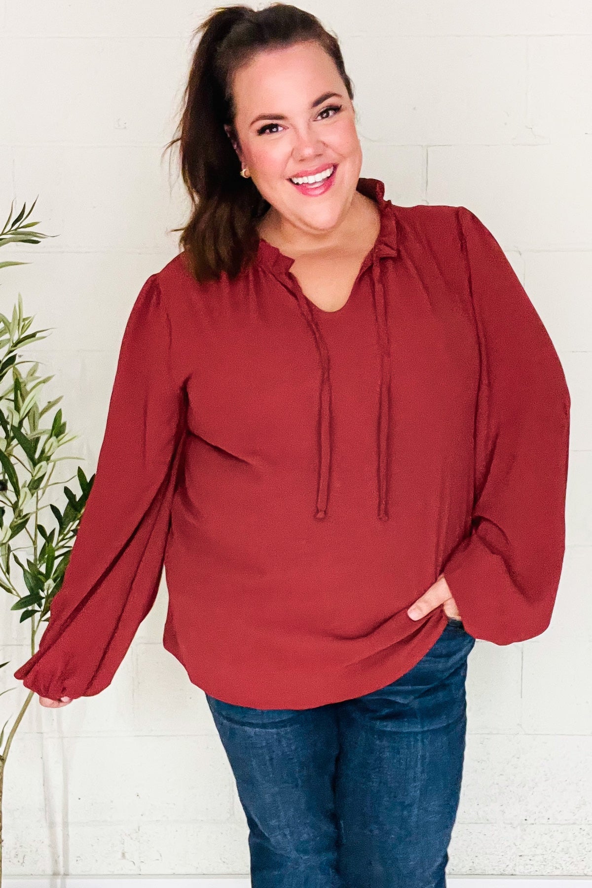 Burgundy Frill Top