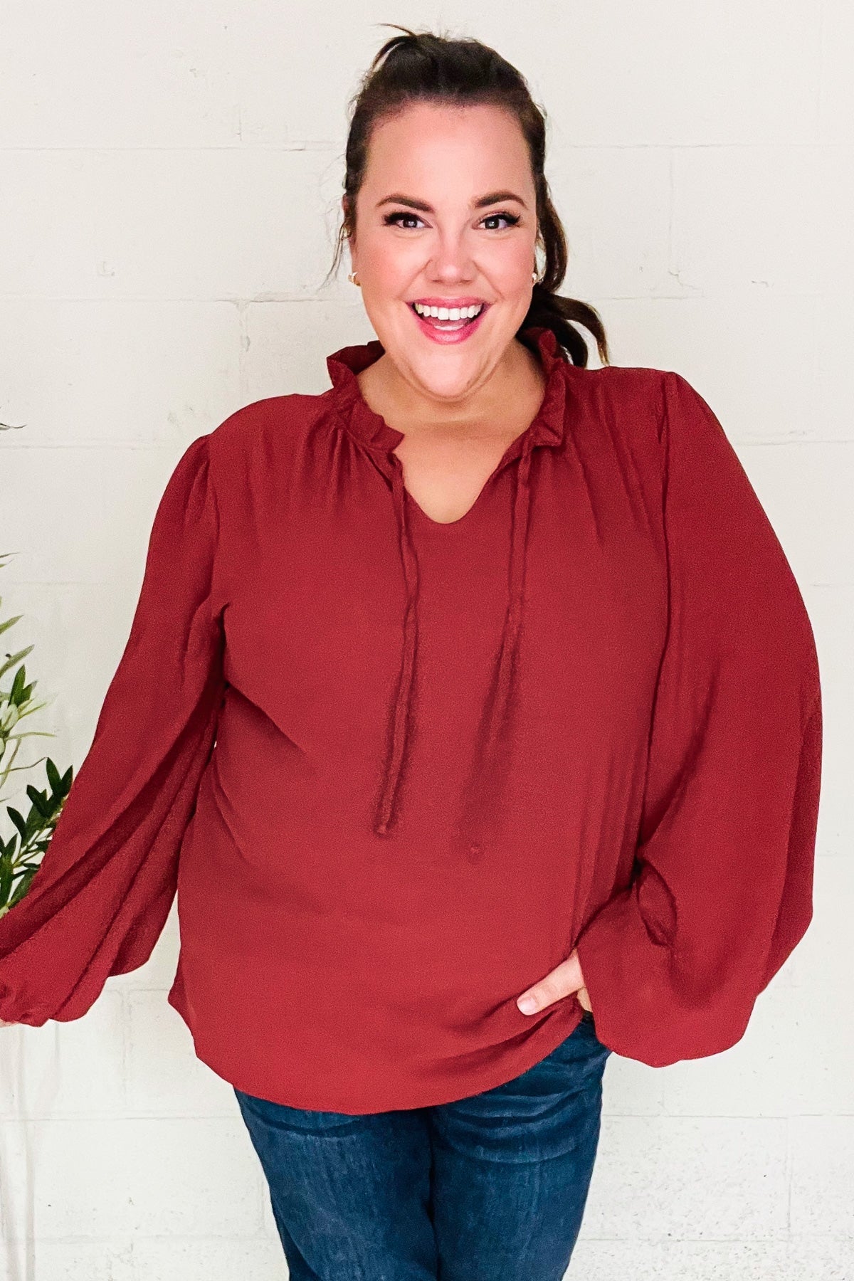 Burgundy Frill Top
