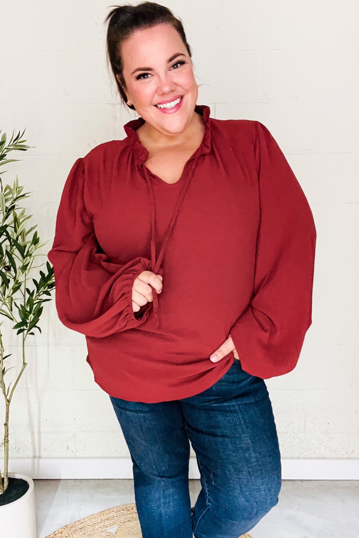 Burgundy Frill Top