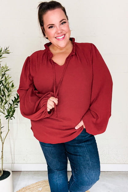 Burgundy Frill Top