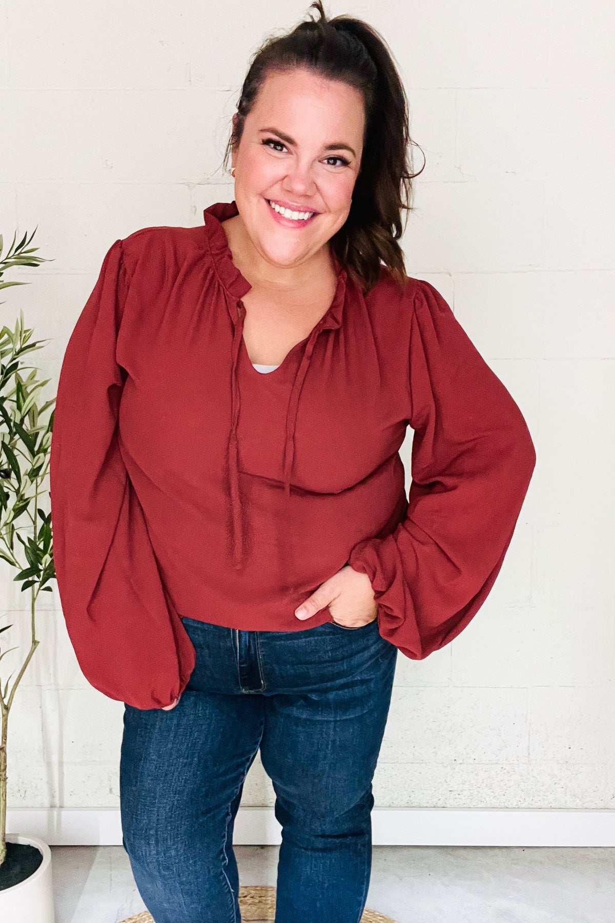 Burgundy Frill Top