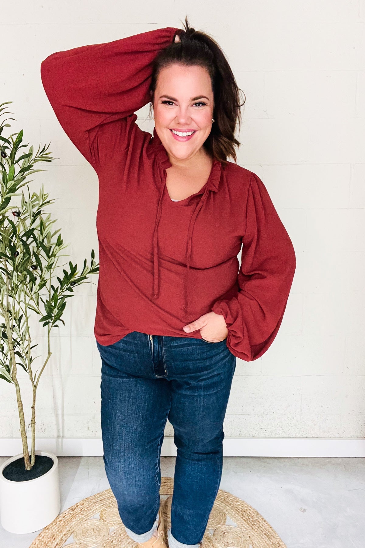 Burgundy Frill Top
