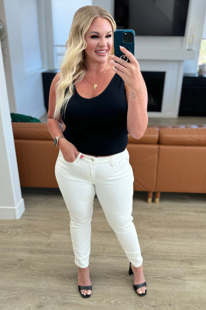 White Side Braid Jeans