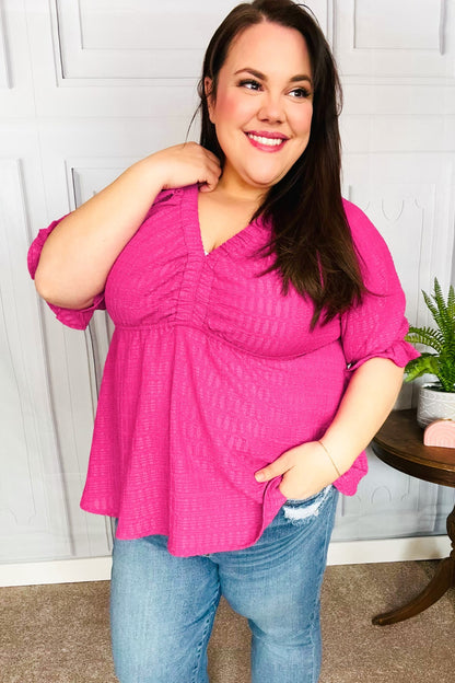 Fuchsia Babydoll Top