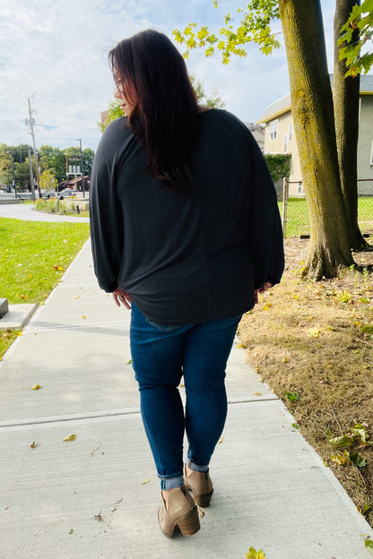 Charcoal Peasant Top