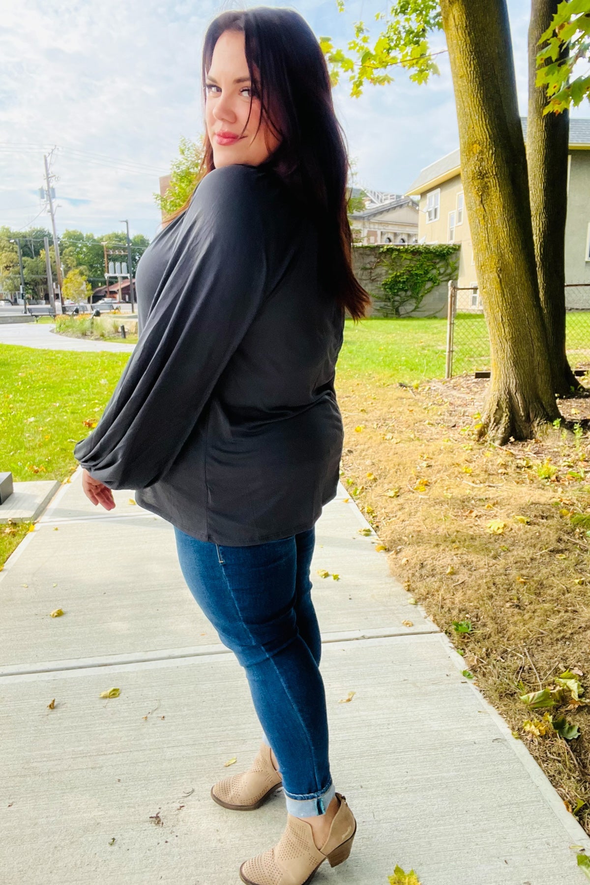 Charcoal Peasant Top