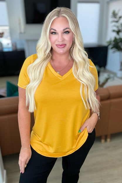Brittni V-Neck Top in Mustard