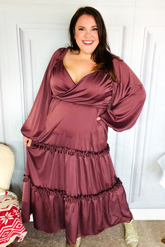 Wine Satin Dress