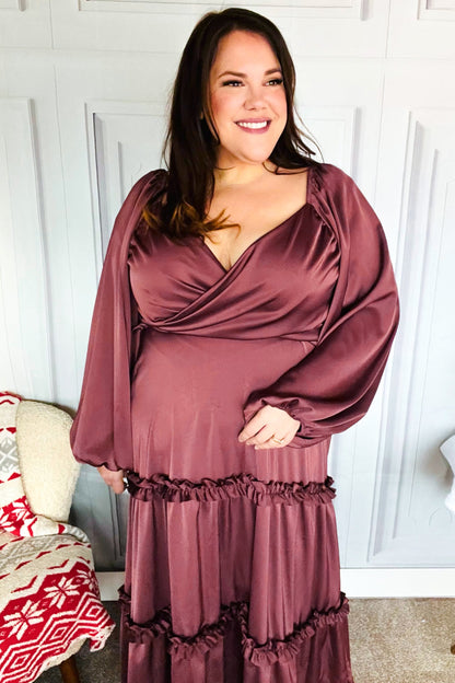 Wine Satin Dress