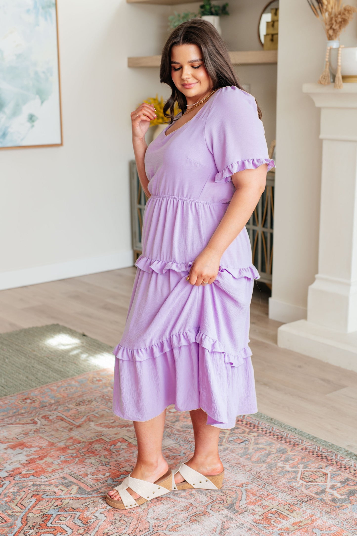 Lilac Tiered Ruffled Dress