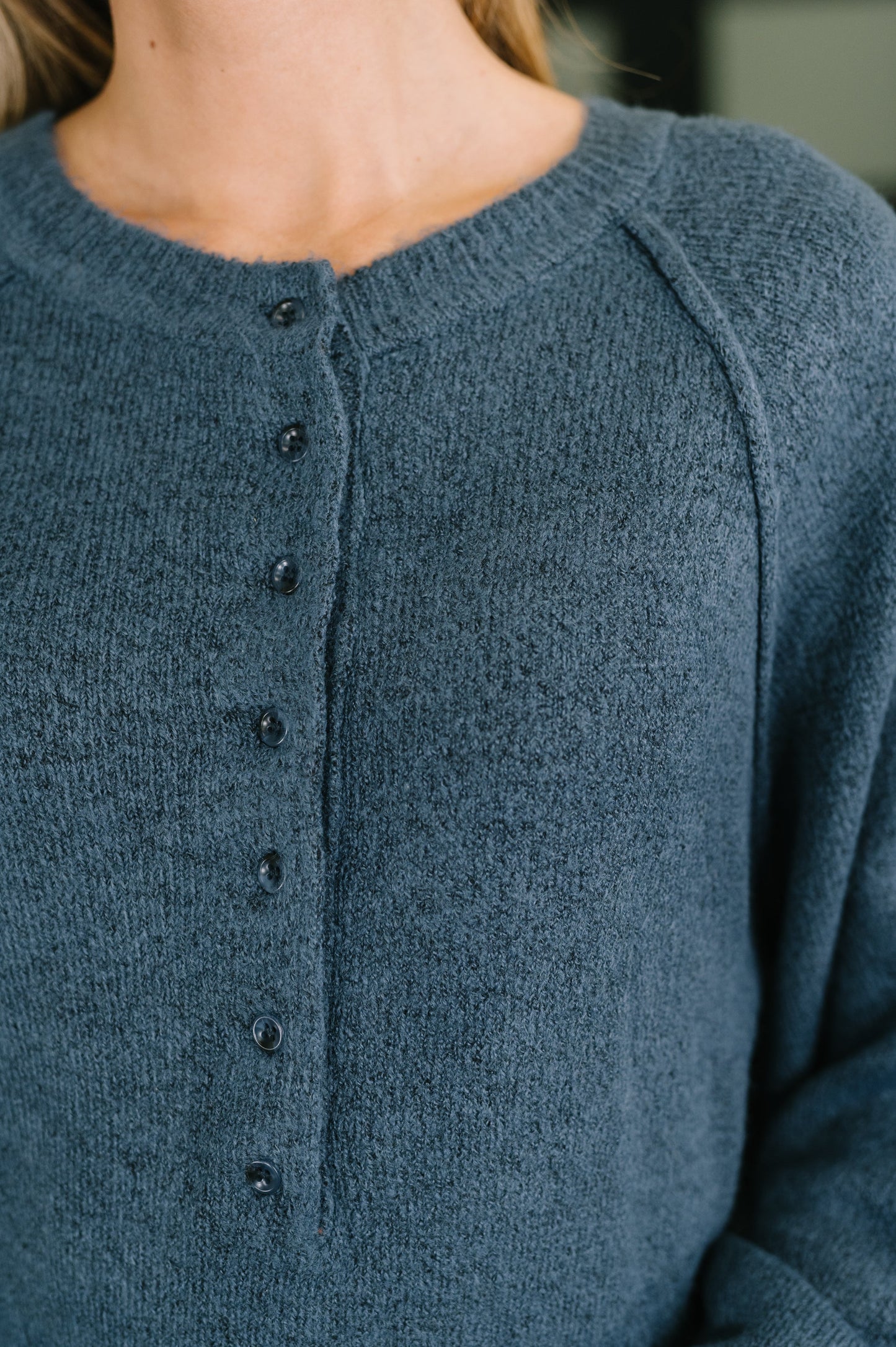 Lucie Henley in Dusty Blue