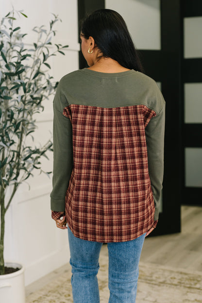 Plaid Contrast Sweatshirt