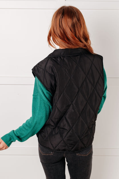 Quilted Puffer Vest in Black