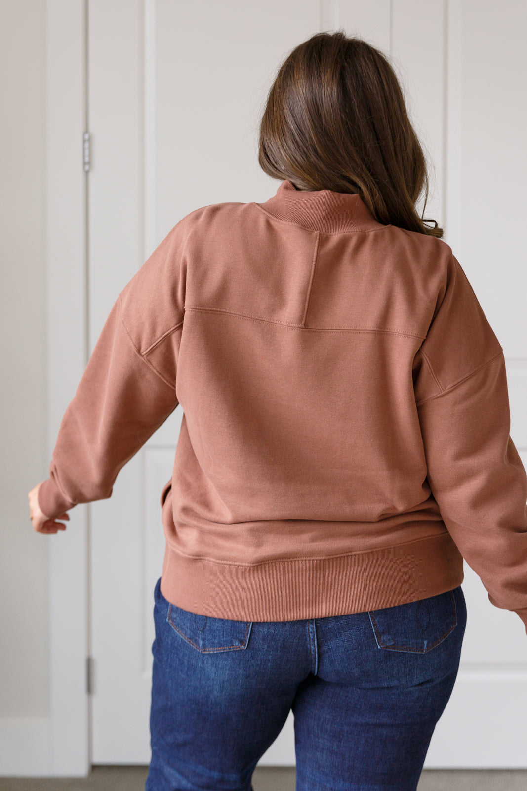 Mock Neck Pullover in Cocoa
