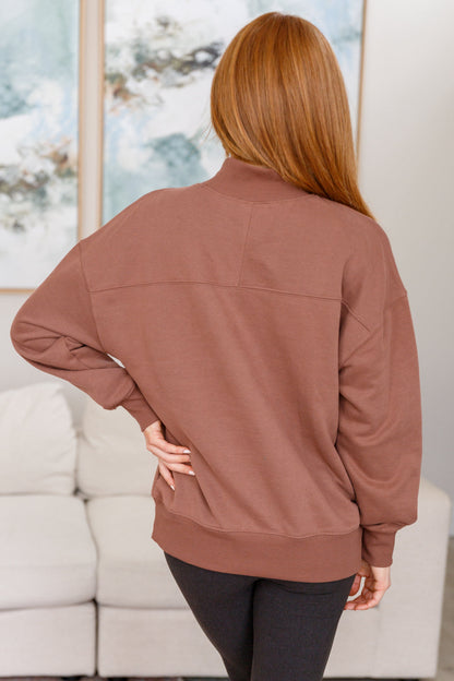 Mock Neck Pullover in Cocoa