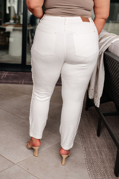 White Side Braid Jeans