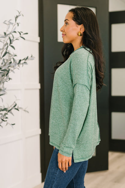 Heathered Pullover in Green