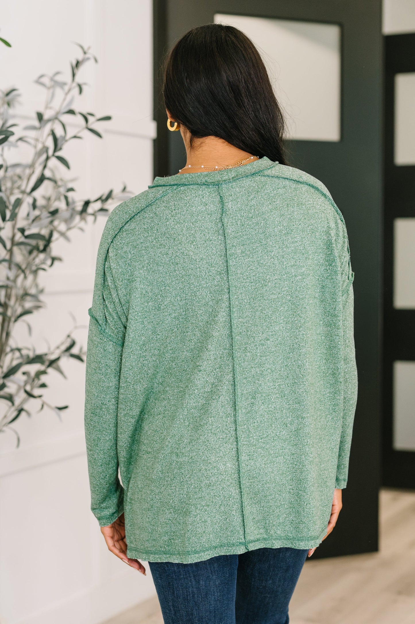Heathered Pullover in Green