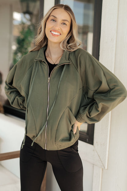 Olive Zip Up Sweatshirt