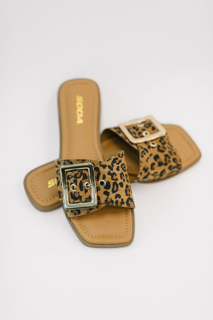 Leopard Print Slide Sandals