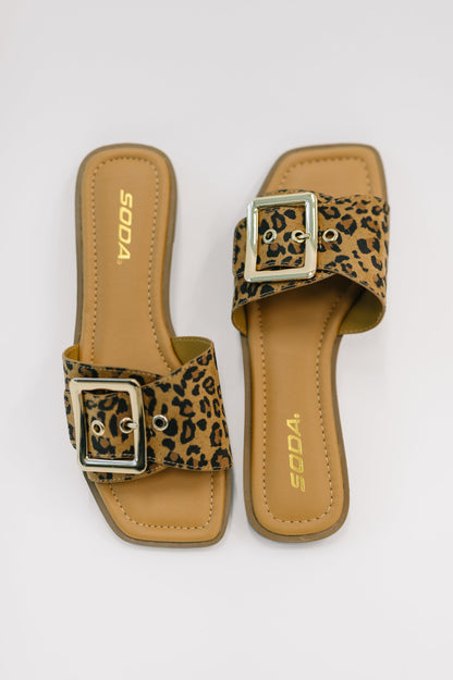 Leopard Print Slide Sandals