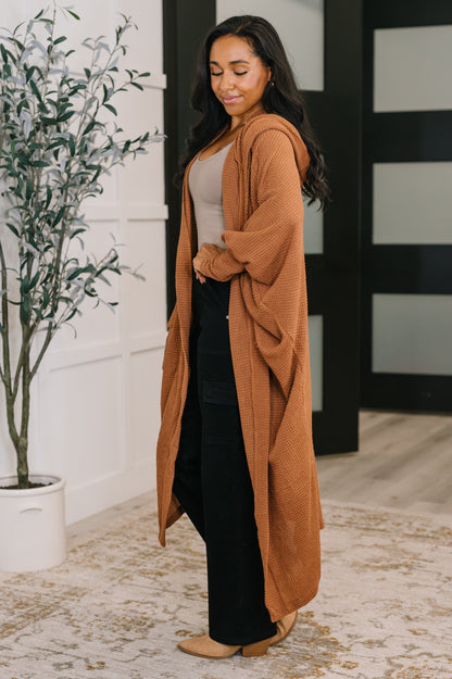 Travel Hooded Cardigan in Chestnut