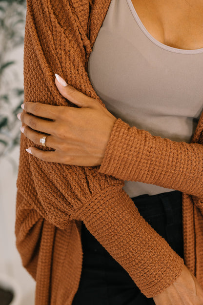 Travel Hooded Cardigan in Chestnut