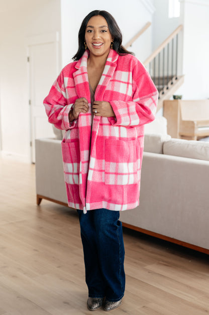 RESTOCKED - Pink Plaid Coat