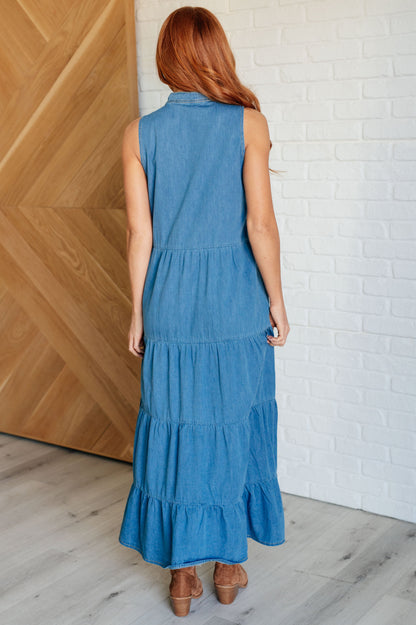 Chambray Denim Maxi Dress