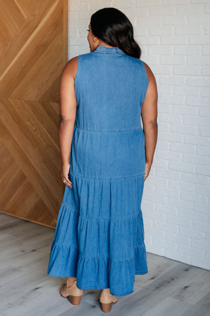 Chambray Denim Maxi Dress