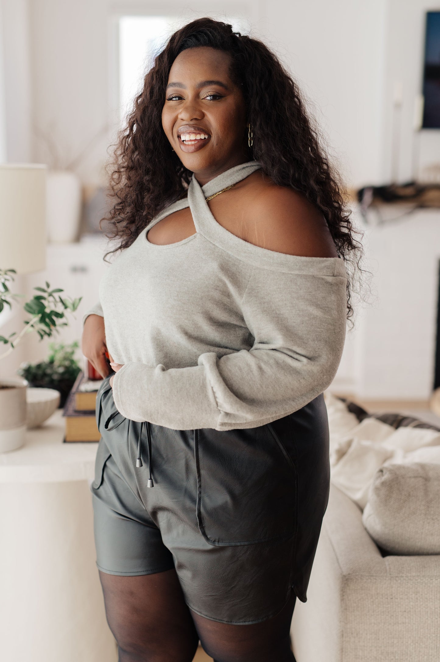 Halter Detail Top in Grey