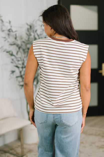 Striped Muscle Tee in Brown