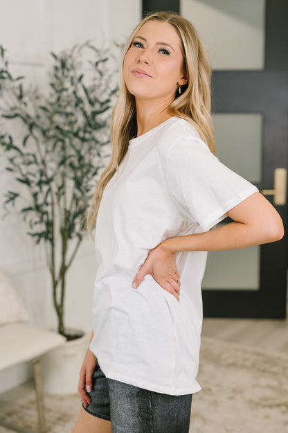 100% Cotton Basic Relaxed Tee in White
