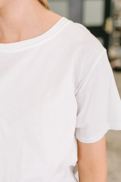 100% Cotton Basic Relaxed Tee in White