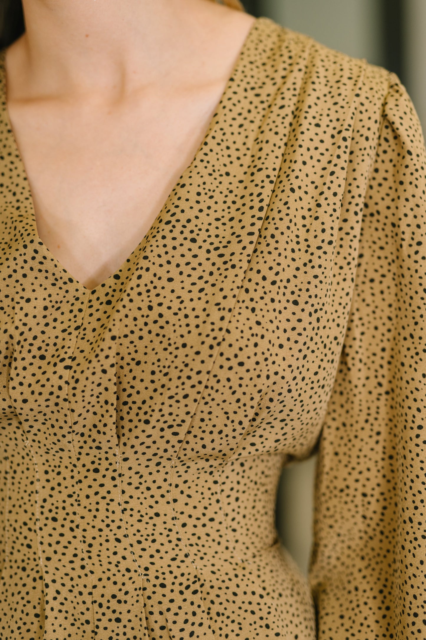 Dotted V-Neck Dress