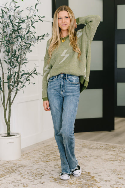 Olive Lightning Sweater