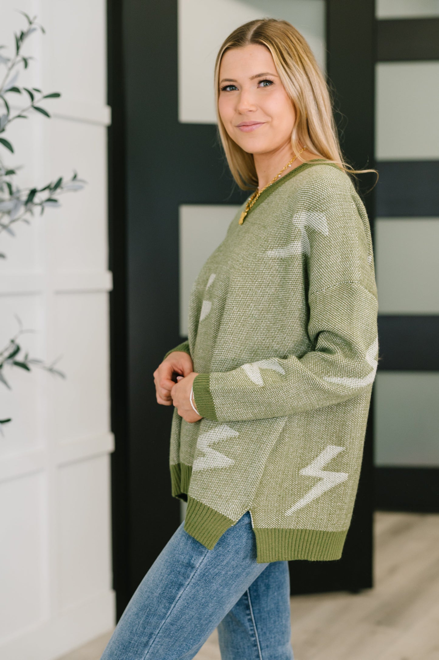 Olive Lightning Sweater