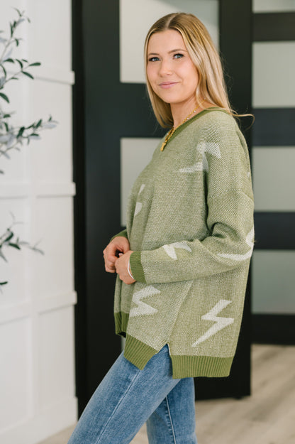 Olive Lightning Sweater