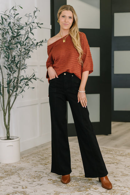 Rust Off Shoulder Textured Top