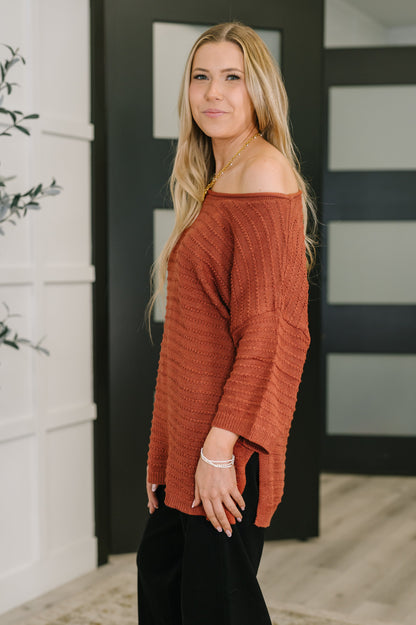 Rust Off Shoulder Textured Top