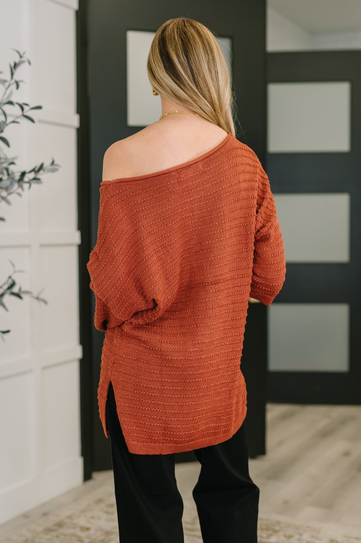 Rust Off Shoulder Textured Top