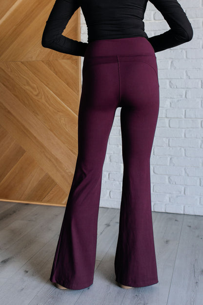 Split Front Flare Leggings in Cassis