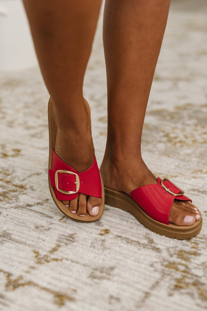 Slide Sandal in Strawberry Red