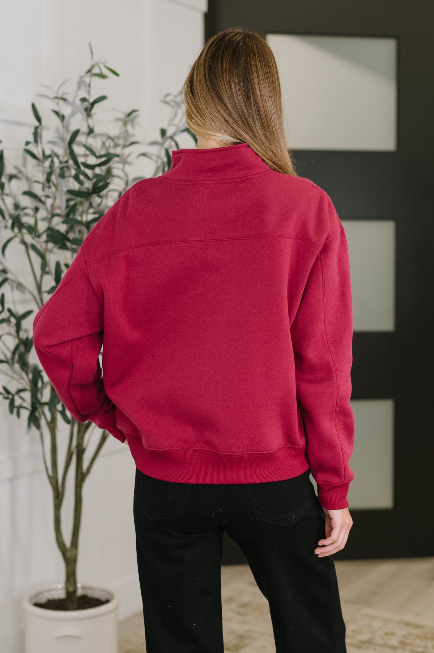 Basics: Half Zip Pullover in Cabernet