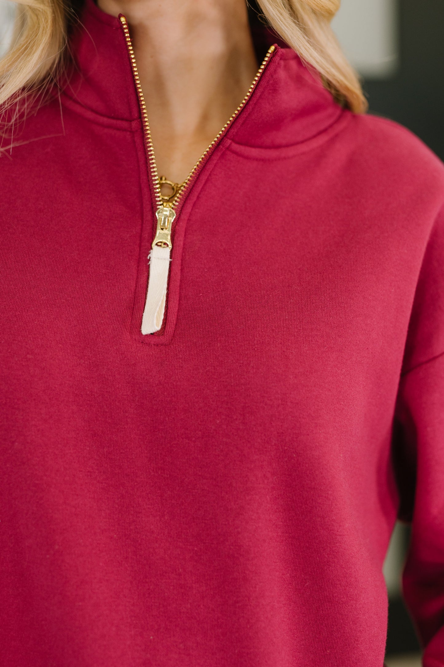 Basics: Half Zip Pullover in Cabernet