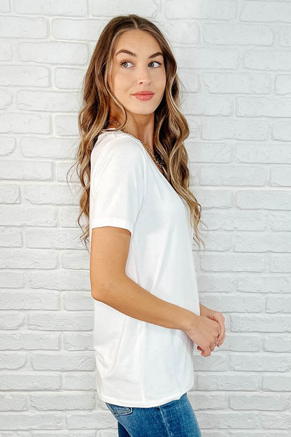 Every Outfit Basic V-Neck Top in Off White